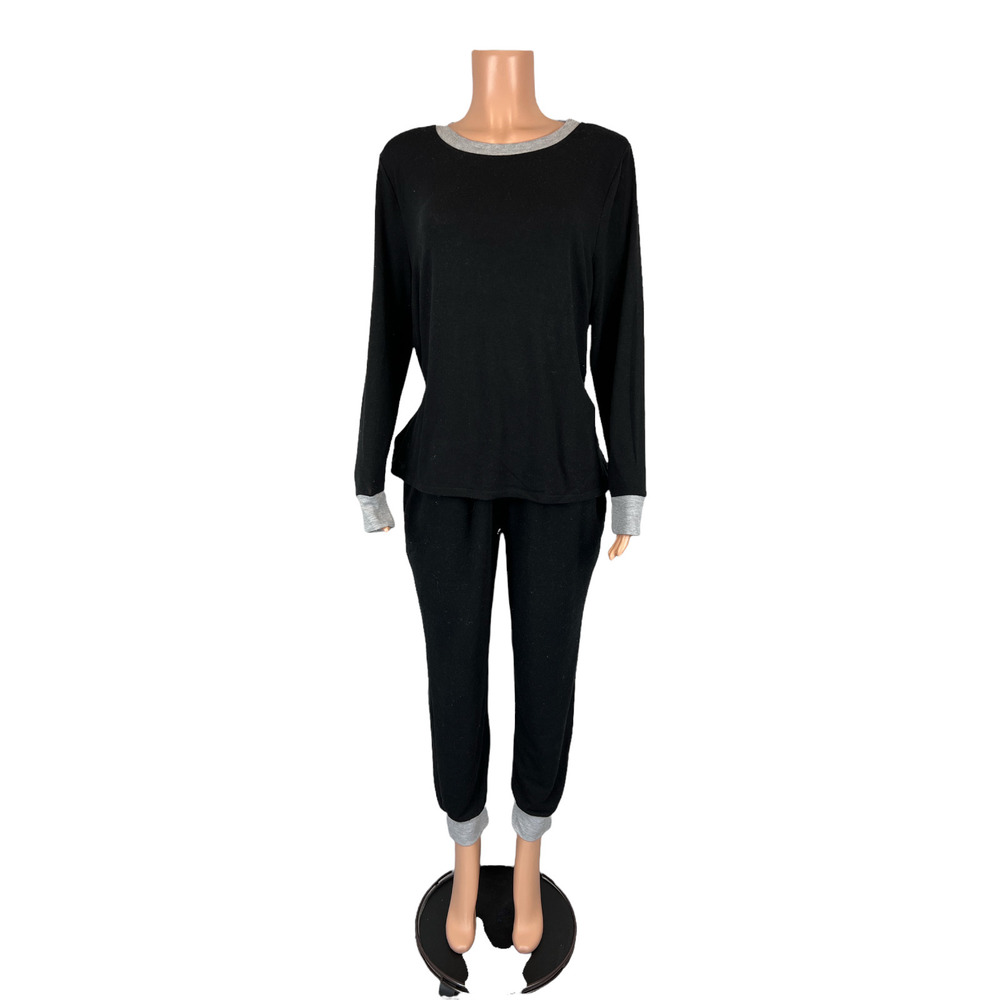 StyleList by Micaela Women's 2PC Luxe Jersey Jogger and Top Set Black Large Size